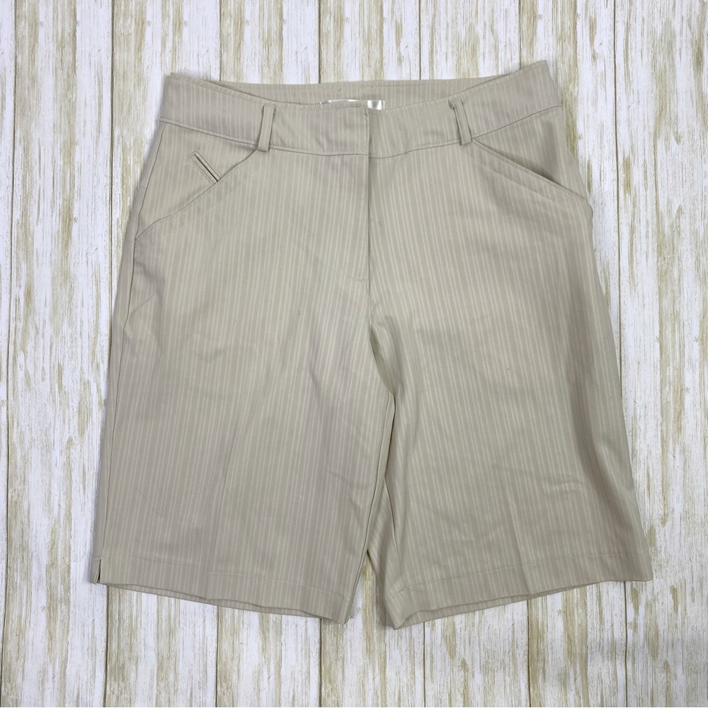 Nike Fit Dry Golf Beige Striped Shorts